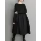 Simple Loose Black Split-Joint Long Sleeves Midi Dress Simple Loose Black Split-Joint Long Sleeves Midi Dress