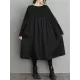 Simple Loose Black Split-Joint Long Sleeves Midi Dress Simple Loose Black Split-Joint Long Sleeves Midi Dress