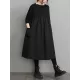 Simple Loose Black Split-Joint Long Sleeves Midi Dress Simple Loose Black Split-Joint Long Sleeves Midi Dress