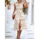 Buttoned Printed Tied Waist Sleeveless Lapel Collar Midi Dresses Buttoned Printed Tied Waist Sleeveless Lapel Collar Midi Dresses