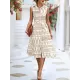 Buttoned Printed Tied Waist Sleeveless Lapel Collar Midi Dresses Buttoned Printed Tied Waist Sleeveless Lapel Collar Midi Dresses