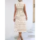 Buttoned Printed Tied Waist Sleeveless Lapel Collar Midi Dresses Buttoned Printed Tied Waist Sleeveless Lapel Collar Midi Dresses