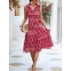 Buttoned Printed Tied Waist Sleeveless Lapel Collar Midi Dresses Buttoned Printed Tied Waist Sleeveless Lapel Collar Midi Dresses