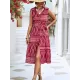 Buttoned Printed Tied Waist Sleeveless Lapel Collar Midi Dresses Buttoned Printed Tied Waist Sleeveless Lapel Collar Midi Dresses
