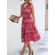 Buttoned Printed Tied Waist Sleeveless Lapel Collar Midi Dresses Buttoned Printed Tied Waist Sleeveless Lapel Collar Midi Dresses