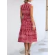 Buttoned Printed Tied Waist Sleeveless Lapel Collar Midi Dresses Buttoned Printed Tied Waist Sleeveless Lapel Collar Midi Dresses