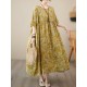 Floral Printed Pleated Split-Joint Loose Raglan Sleeve Round-Neck Midi Dresses Floral Printed Pleated Split-Joint Loose Raglan Sleeve Round-Neck Midi Dresses