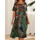 Printed A-Line Loose Round-Neck Midi Dresses Printed A-Line Loose Round-Neck Midi Dresses