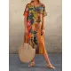 Printed A-Line Loose Round-Neck Midi Dresses Printed A-Line Loose Round-Neck Midi Dresses