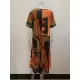 Printed A-Line Loose Round-Neck Midi Dresses Printed A-Line Loose Round-Neck Midi Dresses