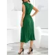 Pleated Solid Color Tied Waist Sleeveless V-Neck Midi Dresses Pleated Solid Color Tied Waist Sleeveless V-Neck Midi Dresses