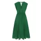 Pleated Solid Color Tied Waist Sleeveless V-Neck Midi Dresses Pleated Solid Color Tied Waist Sleeveless V-Neck Midi Dresses