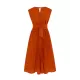 Pleated Solid Color Tied Waist Sleeveless V-Neck Midi Dresses Pleated Solid Color Tied Waist Sleeveless V-Neck Midi Dresses