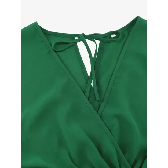 Pleated Solid Color Tied Waist Sleeveless V-Neck Midi Dresses Pleated Solid Color Tied Waist Sleeveless V-Neck Midi Dresses