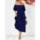 Solid Color Loose Short Sleeves Off-The-Shoulder Midi Dresses Solid Color Loose Short Sleeves Off-The-Shoulder Midi Dresses