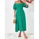 Solid Color Loose Short Sleeves Off-The-Shoulder Midi Dresses Solid Color Loose Short Sleeves Off-The-Shoulder Midi Dresses