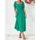 Solid Color Loose Short Sleeves Off-The-Shoulder Midi Dresses Solid Color Loose Short Sleeves Off-The-Shoulder Midi Dresses