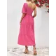 Solid Color Loose Puff Sleeves One-Shoulder Midi Dresses Solid Color Loose Puff Sleeves One-Shoulder Midi Dresses