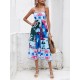 Pleated Printed Split-Joint High Waisted Sleeveless Collarless Slip Dress Midi Dresses Pleated Printed Split-Joint High Waisted Sleeveless Collarless Slip Dress Midi Dresses