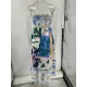 Pleated Printed Split-Joint High Waisted Sleeveless Collarless Slip Dress Midi Dresses Pleated Printed Split-Joint High Waisted Sleeveless Collarless Slip Dress Midi Dresses