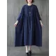 Pleated Solid Color Loose Puff Sleeves Stand Collar Midi Dresses Pleated Solid Color Loose Puff Sleeves Stand Collar Midi Dresses