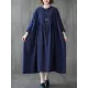 Pleated Solid Color Loose Puff Sleeves Stand Collar Midi Dresses Pleated Solid Color Loose Puff Sleeves Stand Collar Midi Dresses