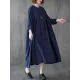 Pleated Solid Color Loose Puff Sleeves Stand Collar Midi Dresses Pleated Solid Color Loose Puff Sleeves Stand Collar Midi Dresses