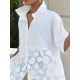Half Sleeves Loose Applique Solid Color Split-Joint Lapel Collar Midi Dresses Half Sleeves Loose Applique Solid Color Split-Joint Lapel Collar Midi Dresses