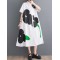 Buttoned Floral Printed Loose Short Sleeves Lapel Collar Midi Dresses