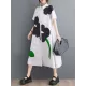 Buttoned Floral Printed Loose Short Sleeves Lapel Collar Midi Dresses Buttoned Floral Printed Loose Short Sleeves Lapel Collar Midi Dresses