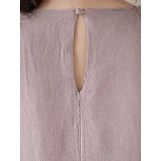 Solid Color A-Line Loose Round-Neck Midi Dresses Solid Color A-Line Loose Round-Neck Midi Dresses
