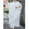 Solid Color Split-Side Batwing Sleeves Long Sleeves Round-Neck Midi Dresses