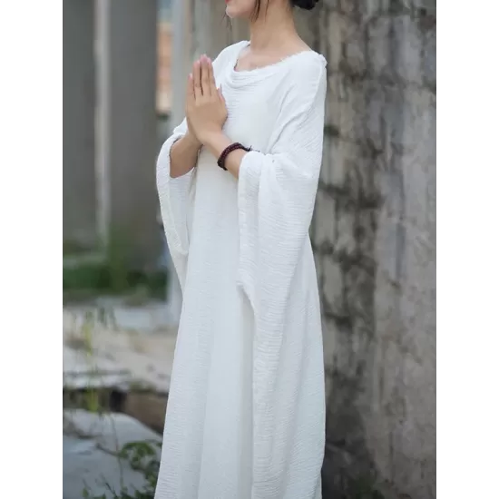 Solid Color Split-Side Batwing Sleeves Long Sleeves Round-Neck Midi Dresses Solid Color Split-Side Batwing Sleeves Long Sleeves Round-Neck Midi Dresses