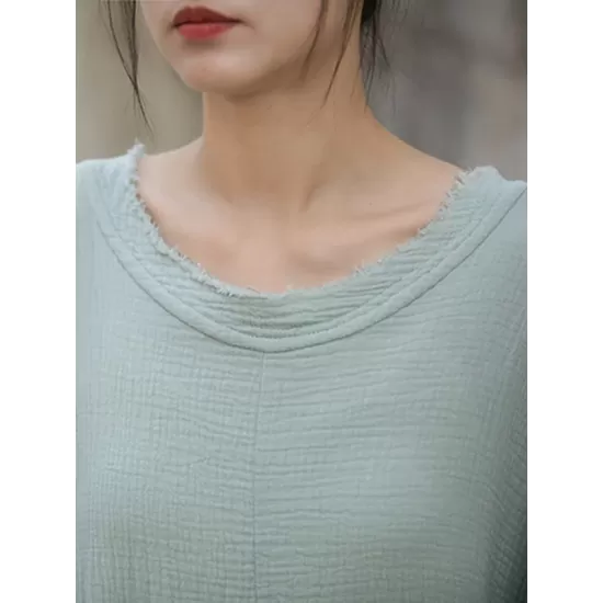 Solid Color Split-Side Batwing Sleeves Long Sleeves Round-Neck Midi Dresses Solid Color Split-Side Batwing Sleeves Long Sleeves Round-Neck Midi Dresses