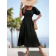 Elasticity Pleated Solid Color Split-Joint A-Line Bishop Sleeve Off-The-Shoulder Midi Dresses Elasticity Pleated Solid Color Split-Joint A-Line Bishop Sleeve Off-The-Shoulder Midi Dresses