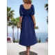 Elasticity Pleated Solid Color Split-Joint A-Line Bishop Sleeve Off-The-Shoulder Midi Dresses Elasticity Pleated Solid Color Split-Joint A-Line Bishop Sleeve Off-The-Shoulder Midi Dresses