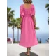 Elasticity Pleated Solid Color Split-Joint A-Line Bishop Sleeve Off-The-Shoulder Midi Dresses Elasticity Pleated Solid Color Split-Joint A-Line Bishop Sleeve Off-The-Shoulder Midi Dresses