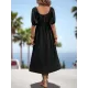 Elasticity Pleated Solid Color Split-Joint A-Line Bishop Sleeve Off-The-Shoulder Midi Dresses Elasticity Pleated Solid Color Split-Joint A-Line Bishop Sleeve Off-The-Shoulder Midi Dresses