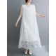 A-Line Loose Lacy See-Through Solid Color Split-Side Round-Neck Midi Dresses A-Line Loose Lacy See-Through Solid Color Split-Side Round-Neck Midi Dresses