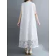 A-Line Loose Lacy See-Through Solid Color Split-Side Round-Neck Midi Dresses A-Line Loose Lacy See-Through Solid Color Split-Side Round-Neck Midi Dresses