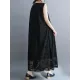 A-Line Loose Lacy See-Through Solid Color Split-Side Round-Neck Midi Dresses A-Line Loose Lacy See-Through Solid Color Split-Side Round-Neck Midi Dresses