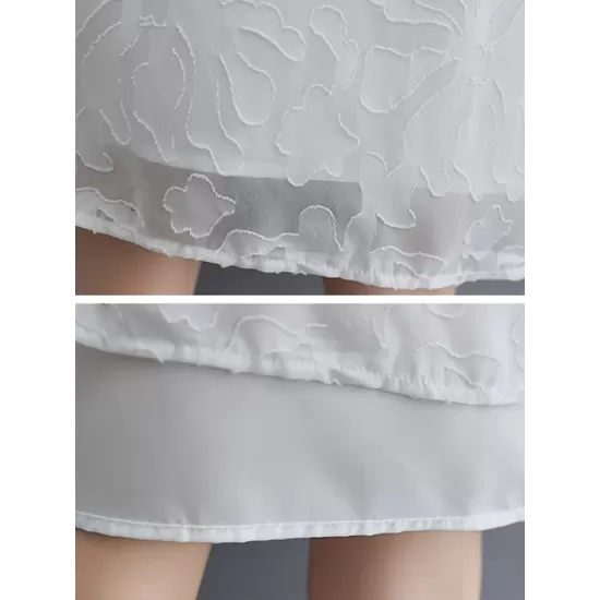 A-Line Loose Lacy See-Through Solid Color Split-Side Round-Neck Midi Dresses A-Line Loose Lacy See-Through Solid Color Split-Side Round-Neck Midi Dresses