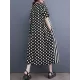 Loose Short Sleeves Polka-Dot Striped Round-Neck Midi Dresses Loose Short Sleeves Polka-Dot Striped Round-Neck Midi Dresses