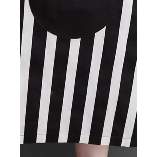 Loose Short Sleeves Polka-Dot Striped Round-Neck Midi Dresses Loose Short Sleeves Polka-Dot Striped Round-Neck Midi Dresses