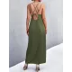 Backless Solid Color Tied A-Line High Waisted Deep V-Neck Slip Dress Midi Dresses Backless Solid Color Tied A-Line High Waisted Deep V-Neck Slip Dress Midi Dresses