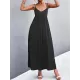 Backless Solid Color Tied A-Line High Waisted Deep V-Neck Slip Dress Midi Dresses Backless Solid Color Tied A-Line High Waisted Deep V-Neck Slip Dress Midi Dresses