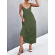 Backless Solid Color Tied A-Line High Waisted Deep V-Neck Slip Dress Midi Dresses Backless Solid Color Tied A-Line High Waisted Deep V-Neck Slip Dress Midi Dresses
