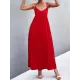 Backless Solid Color Tied A-Line High Waisted Deep V-Neck Slip Dress Midi Dresses Backless Solid Color Tied A-Line High Waisted Deep V-Neck Slip Dress Midi Dresses