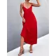 Backless Solid Color Tied A-Line High Waisted Deep V-Neck Slip Dress Midi Dresses Backless Solid Color Tied A-Line High Waisted Deep V-Neck Slip Dress Midi Dresses