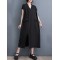 Solid Color Split-Front Split-Joint A-Line Loose V-Neck Midi Dresses